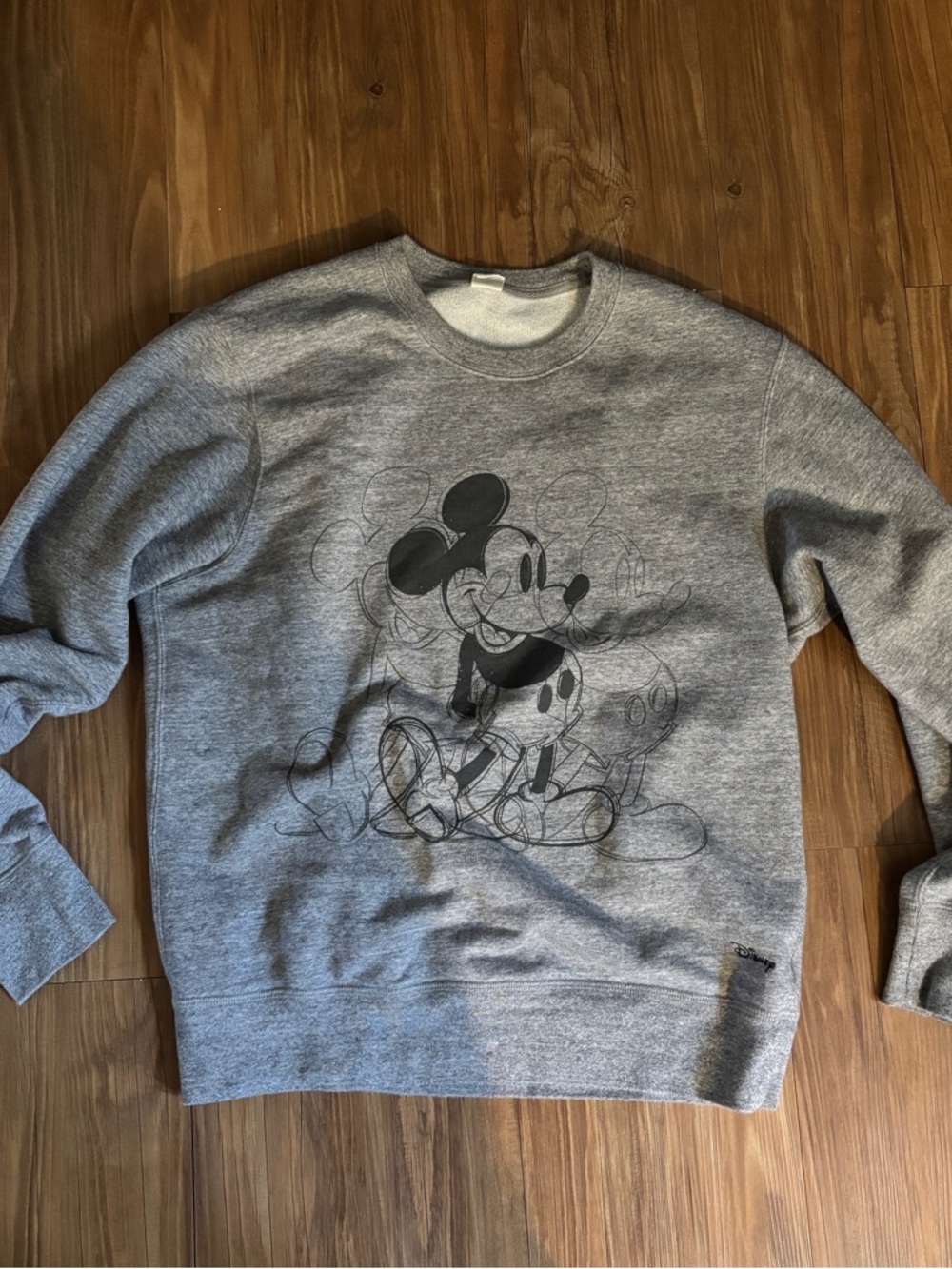 Uniqlo Gray Mickey Mouse Sketch Crewneck Sweatshirt